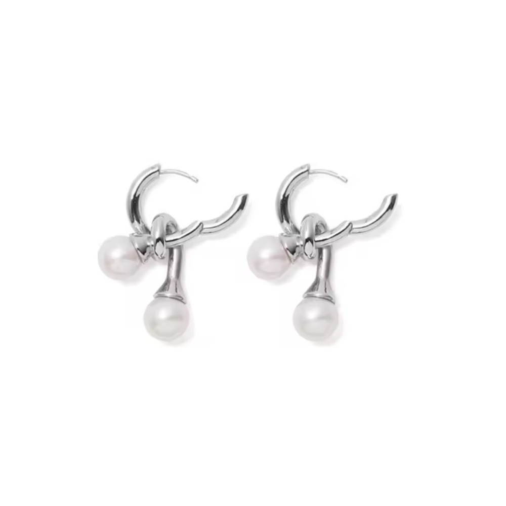 NWOT Elegant Silver Faux Pearl Earrings